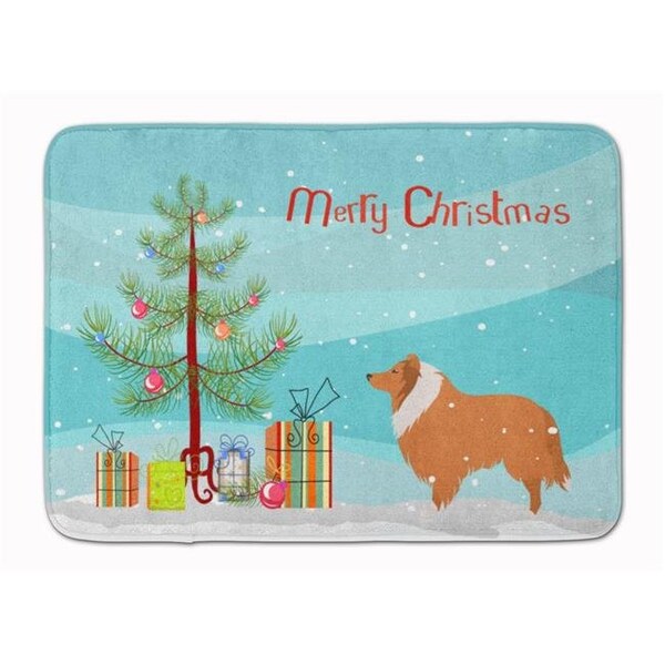Carolines Treasures Carolines Treasures BB2934RUG Collie Dog Merry Christmas Tree Machine Washable Memory Foam Mat BB2934RUG - main